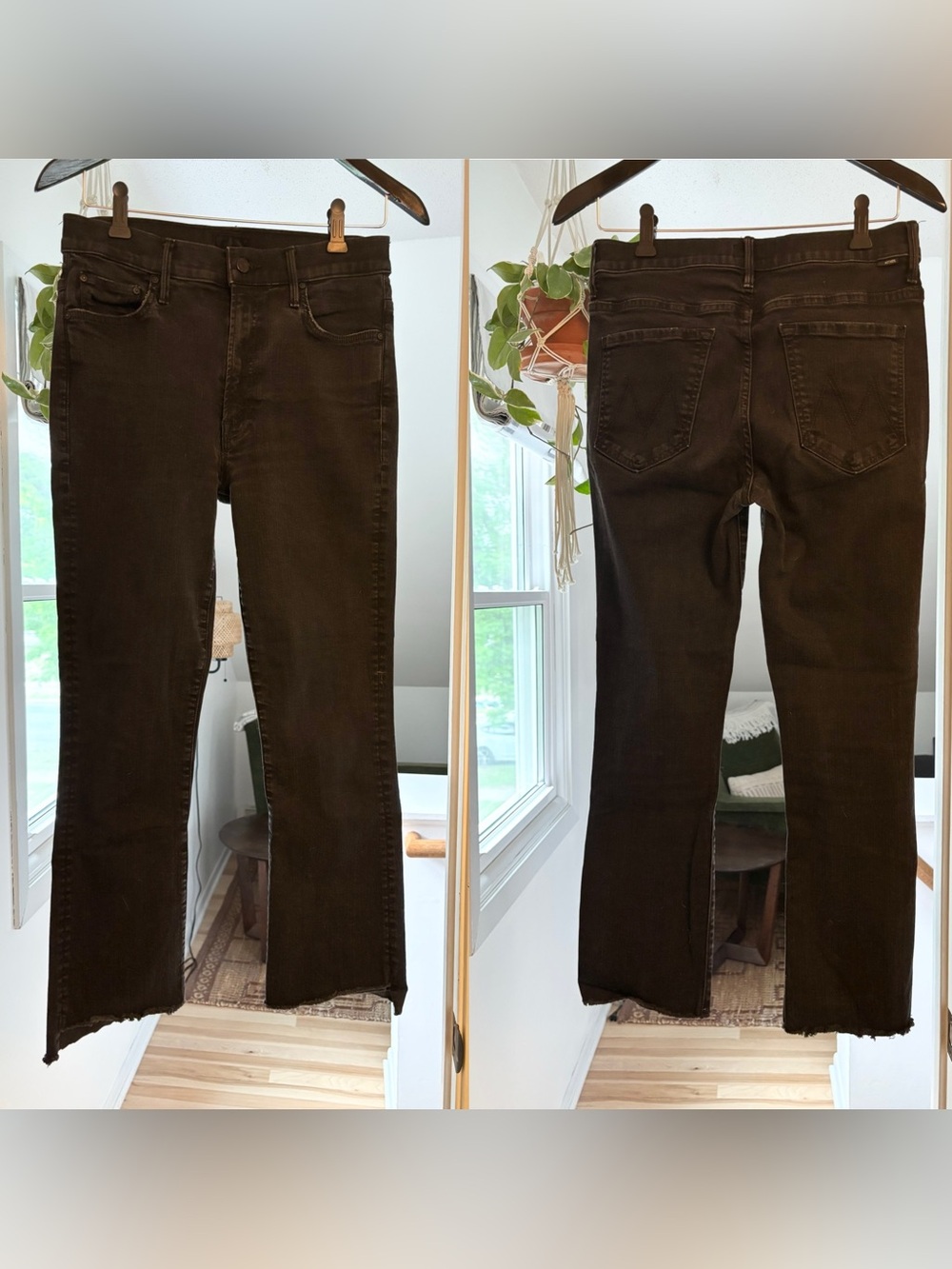 Mother Insider Crop Step Fray Jeans 30 Black Frayed Hem Cropped Bootcut